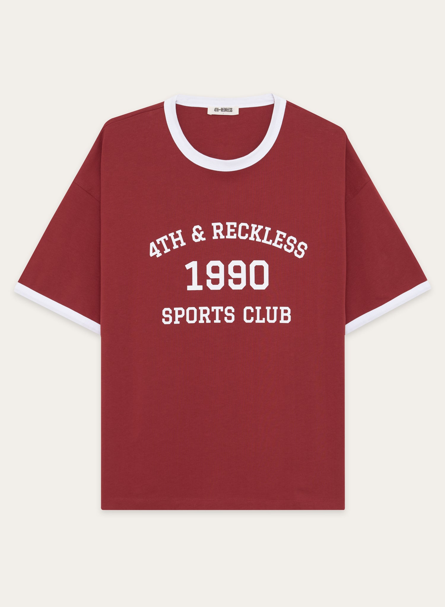 Red Contrast Trim Slogan T-Shirt